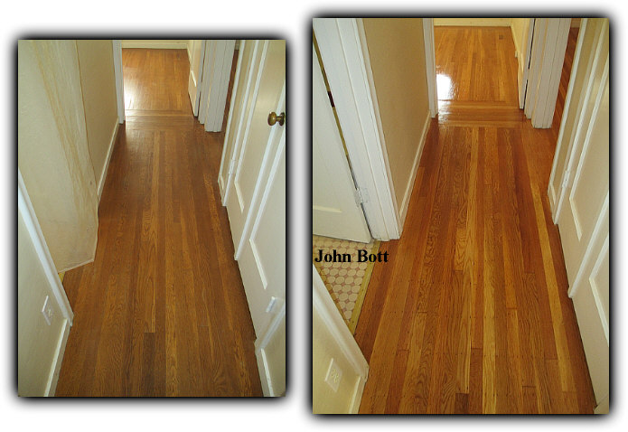 Before and after hardwood floor refinishing - Land Park beautiful wide plank red oak floors 4