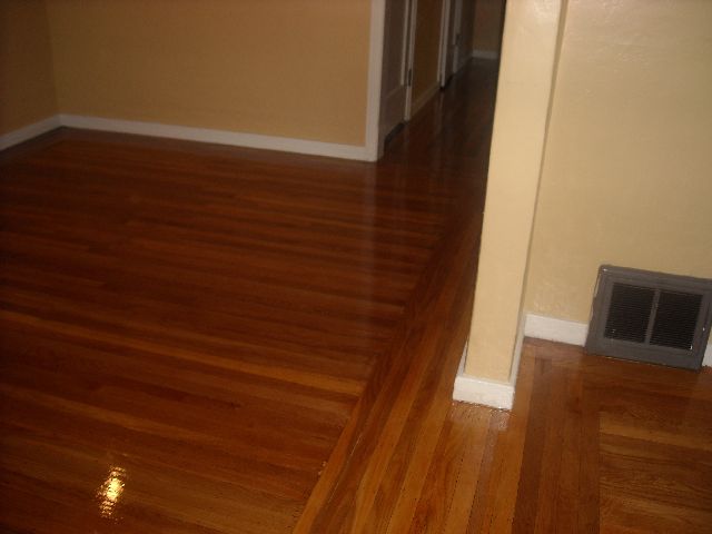 Before and after hardwood floor refinishing - high grade red oak flooring 4.
