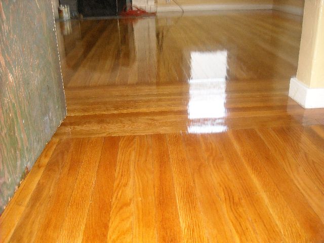 Before and after hardwood floor refinishing - high grade red oak flooring 5.