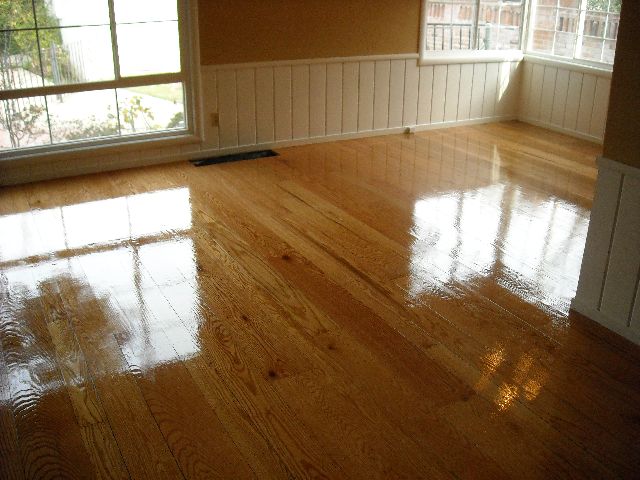 Before and after hardwood floor refinishing - Land Park beautiful wide plank red oak floors 5